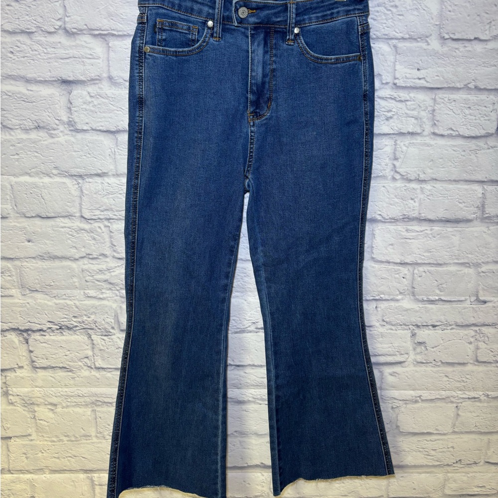 Judy Blue Jeans Women's Size 7/28 Flare Leg Raw Hem Denim Blue Jeans JB88611